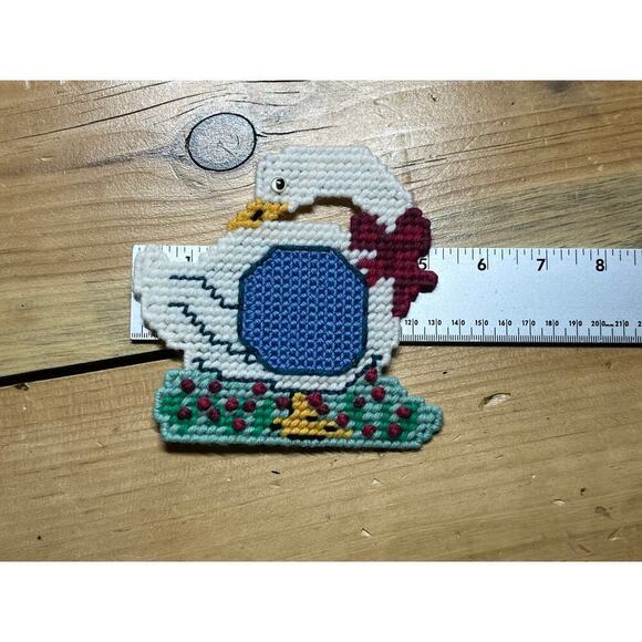 Lot of 5 Vintage Goose Geese Coasters. Crochet?  Plastic Canvas? Birds. Country - Picture 4 of 5